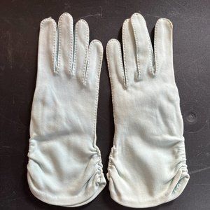 Vintage Lilly Dache Dress Gloves, Hand Stitched, Blue, Cotton, Size Small